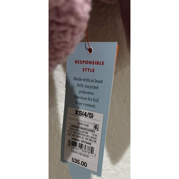 NEW with tags Girls' Faux Shearling Jacket - Cat & Jack Mauve XS - Picture 4 of 5